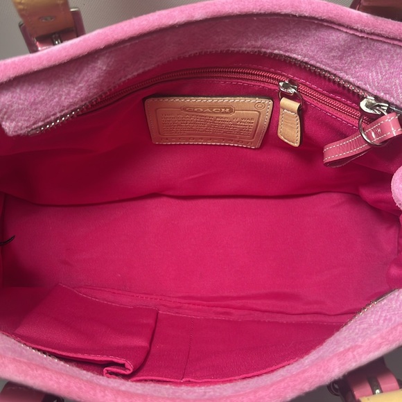 COACH EUC Pink Suede & Tweed Satchel - Picture 10 of 13